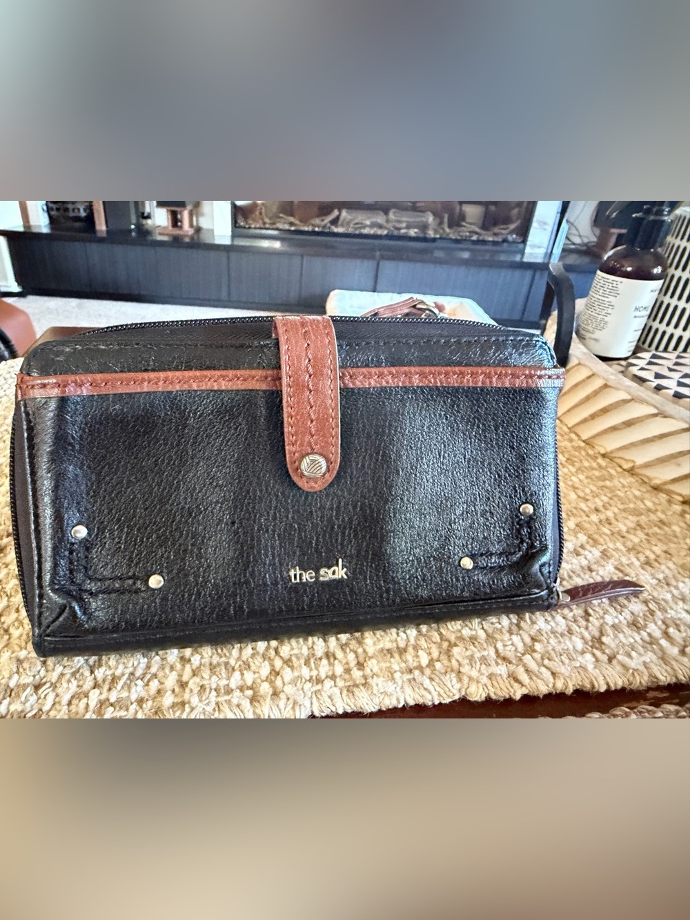 The Sak “Iris “wallet wristlet black and brown leather